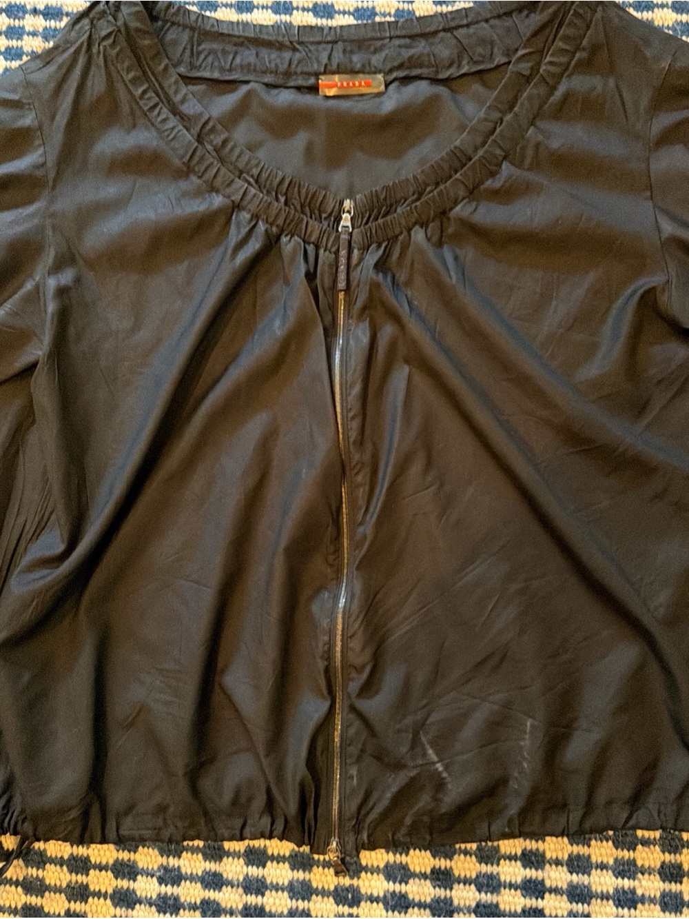 Prada Black Lightweight Zip Front Jacket Size 44 (8-10)